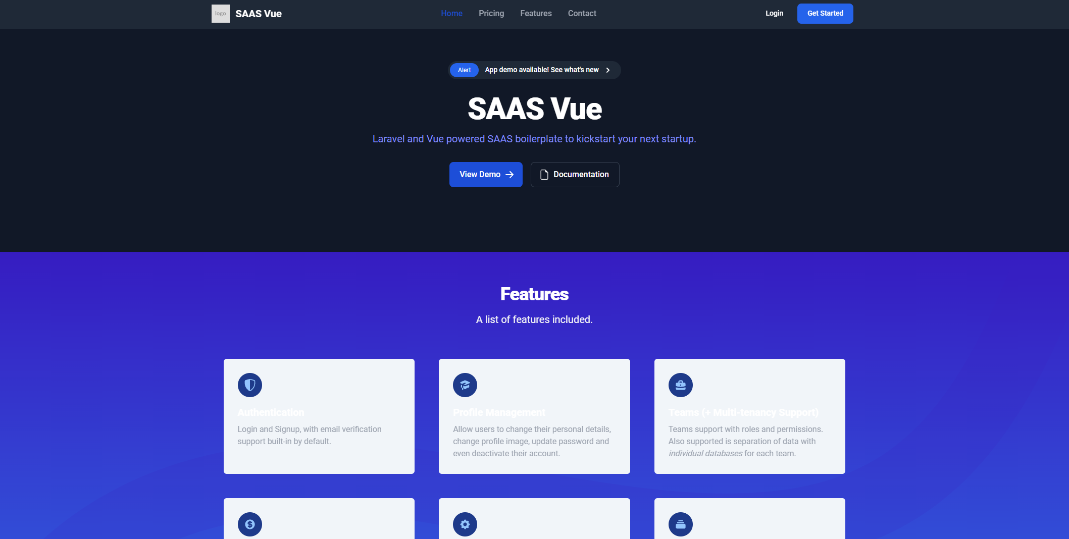 Screenshot of Laravel SaaS